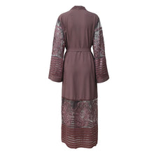 Load image into Gallery viewer, AIFEIYIYI Dubai Lace Trim Abaya Robe w/ Sash - Zainab&#39;s Closet