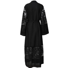 Load image into Gallery viewer, AIFEIYIYI Dubai Lace Trim Abaya Robe w/ Sash - Zainab&#39;s Closet