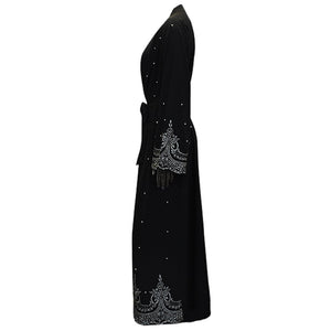 PADEGAO Dubai Style Imitation Pearl Abaya Robe w/ Sash - Zainab's Closet