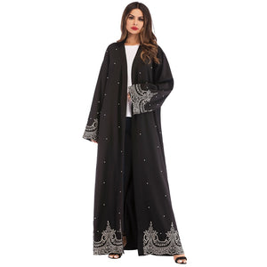 PADEGAO Dubai Style Imitation Pearl Abaya Robe w/ Sash - Zainab's Closet
