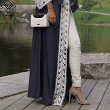 Load image into Gallery viewer, Wechery Lace Trim Abaya Robe w/ Sash - Zainab&#39;s Closet