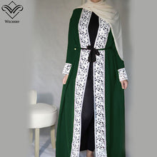 Load image into Gallery viewer, Wechery Lace Trim Abaya Robe w/ Sash - Zainab&#39;s Closet
