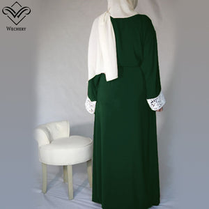 Wechery Lace Trim Abaya Robe w/ Sash - Zainab's Closet