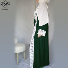 Load image into Gallery viewer, Wechery Lace Trim Abaya Robe w/ Sash - Zainab&#39;s Closet