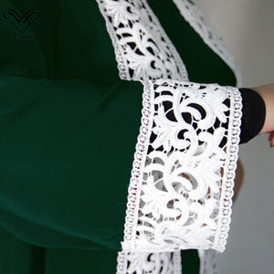 Wechery Lace Trim Abaya Robe w/ Sash - Zainab's Closet