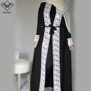 Wechery Lace Trim Abaya Robe w/ Sash - Zainab's Closet
