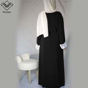 Wechery Lace Trim Abaya Robe w/ Sash - Zainab's Closet