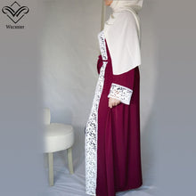 Load image into Gallery viewer, Wechery Lace Trim Abaya Robe w/ Sash - Zainab&#39;s Closet