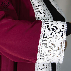 Wechery Lace Trim Abaya Robe w/ Sash - Zainab's Closet