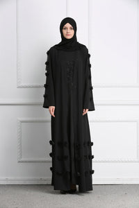 Delias Simple Flower Abaya Robe w/ Sash - Zainab's Closet