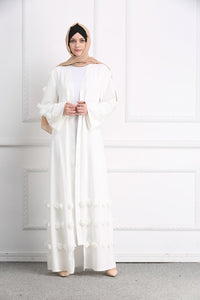 Delias Simple Flower Abaya Robe w/ Sash - Zainab's Closet