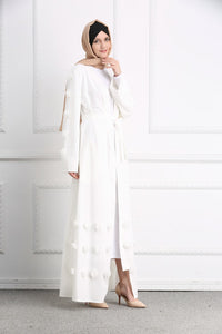 Delias Simple Flower Abaya Robe w/ Sash - Zainab's Closet