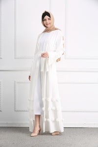Delias Simple Flower Abaya Robe w/ Sash - Zainab's Closet
