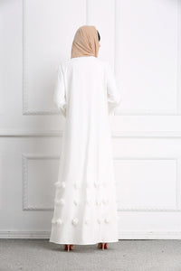 Delias Simple Flower Abaya Robe w/ Sash - Zainab's Closet