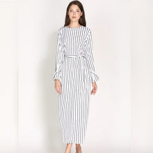 Load image into Gallery viewer, Wechery Striped Turmpet Sleeve Long Dress - Zainab&#39;s Closet