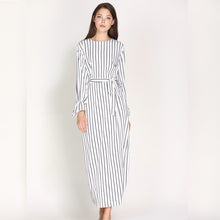 Load image into Gallery viewer, Wechery Striped Turmpet Sleeve Long Dress - Zainab&#39;s Closet