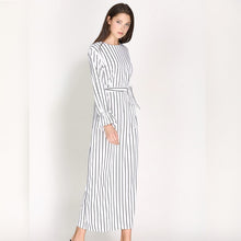 Load image into Gallery viewer, Wechery Striped Turmpet Sleeve Long Dress - Zainab&#39;s Closet
