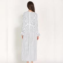 Load image into Gallery viewer, Wechery Striped Turmpet Sleeve Long Dress - Zainab&#39;s Closet