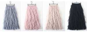 TIGENA Korean Tutu Tulle Pleated Maxi Skirt - Zainab's Closet