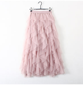 TIGENA Korean Tutu Tulle Pleated Maxi Skirt - Zainab's Closet