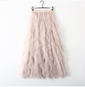 TIGENA Korean Tutu Tulle Pleated Maxi Skirt - Zainab's Closet