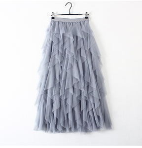 TIGENA Korean Tutu Tulle Pleated Maxi Skirt - Zainab's Closet