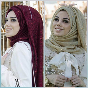 ETOSELL Chiffon Yarn Pearl Crinkle Scarf - Zainab's Closet