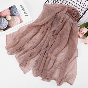 ETOSELL Chiffon Yarn Pearl Crinkle Scarf - Zainab's Closet