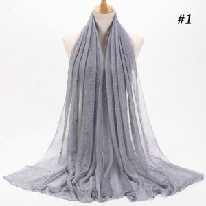 ETOSELL Chiffon Yarn Pearl Crinkle Scarf - Zainab's Closet