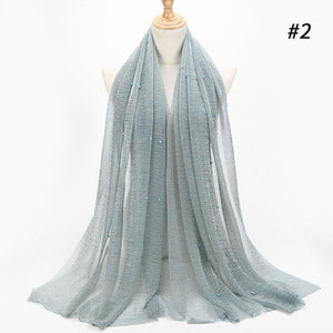 ETOSELL Chiffon Yarn Pearl Crinkle Scarf - Zainab's Closet