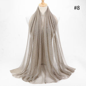 ETOSELL Chiffon Yarn Pearl Crinkle Scarf - Zainab's Closet
