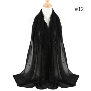 ETOSELL Chiffon Yarn Pearl Crinkle Scarf - Zainab's Closet
