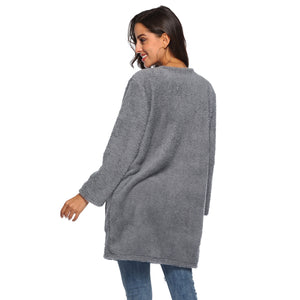 HANDBOY Velvet Fleece Plush Midi Cardigan - Zainab's Closet