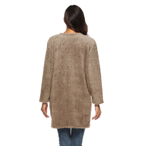 HANDBOY Velvet Fleece Plush Midi Cardigan - Zainab's Closet