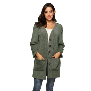 HANDBOY Velvet Fleece Plush Midi Cardigan - Zainab's Closet