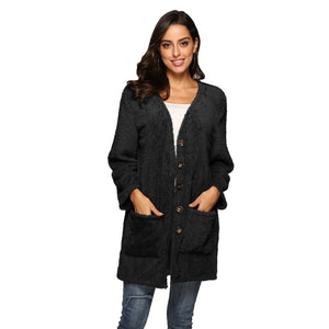HANDBOY Velvet Fleece Plush Midi Cardigan - Zainab's Closet