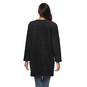 HANDBOY Velvet Fleece Plush Midi Cardigan - Zainab's Closet