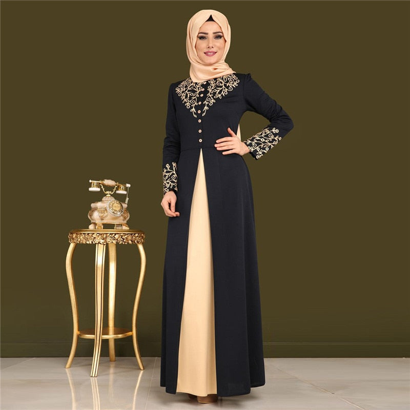 Bailunma Dual-Tone Embroidered Abaya - Zainab's Closet