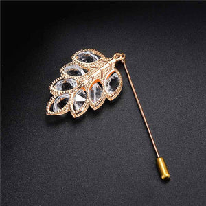 SHUANGR Trendy Crystal Leaf  Brooch - Zainab's Closet