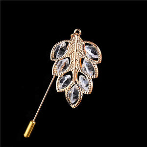 SHUANGR Trendy Crystal Leaf  Brooch - Zainab's Closet