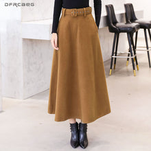 Load image into Gallery viewer, DFRCAEG Ankle Length Maxi Wool Skirt w/ Belt - Zainab&#39;s Closet