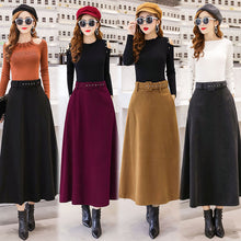 Load image into Gallery viewer, DFRCAEG Ankle Length Maxi Wool Skirt w/ Belt - Zainab&#39;s Closet