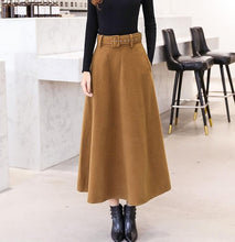 Load image into Gallery viewer, DFRCAEG Ankle Length Maxi Wool Skirt w/ Belt - Zainab&#39;s Closet