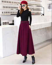 Load image into Gallery viewer, DFRCAEG Ankle Length Maxi Wool Skirt w/ Belt - Zainab&#39;s Closet