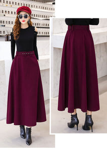 DFRCAEG Ankle Length Maxi Wool Skirt w/ Belt - Zainab's Closet