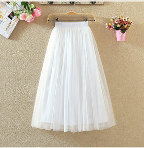 TIGENA Tulle High Waist Pleated Tutu - Zainab's Closet