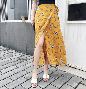 PADEGAO Asymmetrical Printed Chiffon Skirt - Zainab's Closet