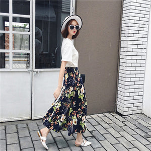 PADEGAO Asymmetrical Printed Chiffon Skirt - Zainab's Closet