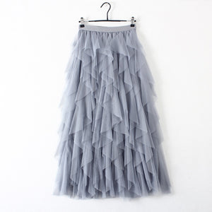 TIGENA Korean Tutu Tulle Pleated Maxi Skirt - Zainab's Closet
