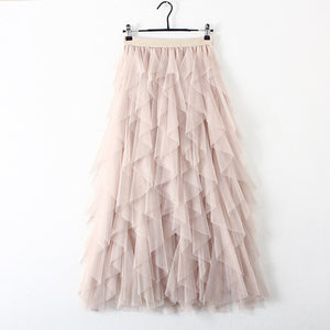 TIGENA Korean Tutu Tulle Pleated Maxi Skirt - Zainab's Closet
